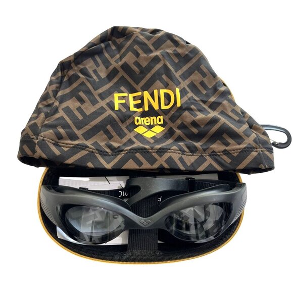 Fendi x Arena Limited Edition Swim Goggles and Swim Cap with Case - Picture 3 of 7